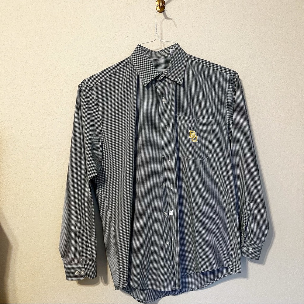 Baylor University Green Checkered Button Down Shirt